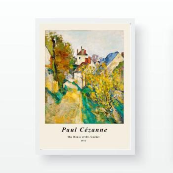 Falikép, festményt ábrázoló, Cézanne, zöld - kék - sárga, 55x75 cm kép