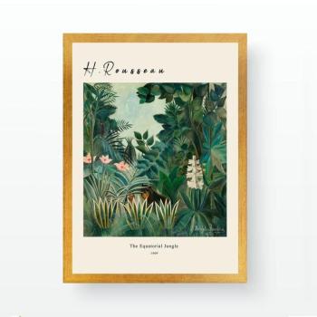 Falikép, festményt ábrázoló, H. Rousseau, zöld - kék, 55x75 cm kép