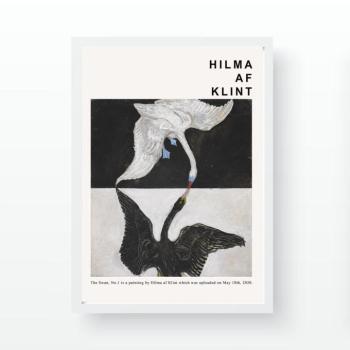 Falikép, hattyúkat ábrázol, fekete - fehér - kék, 35x45 cm kép