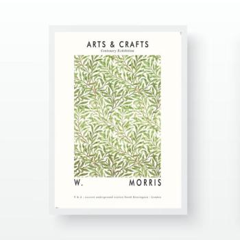 Falikép, levelek, W. Morris, zöld - barna - fehér, 55x75 cm kép