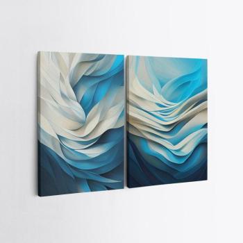 Falikép szett, 2 db, ezüst - kék - fehér, 70x100 cm kép