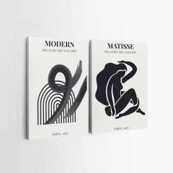 Falikép szett, 2 db, modern művészet, fekete - fehér, 50x70 cm kép