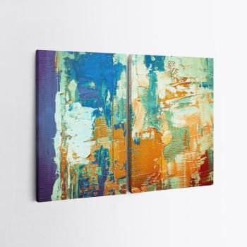 Falikép szett, 2 db, sokszínű festményt ábrázoló, 70x100 cm kép