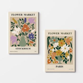 Falikép szett, 2 db, virág piac, többszínű, 50x70 cm - TRIO kép