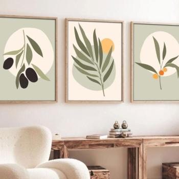 Falikép szett, 3 db, növények, zöld, 50x70 cm - TRIO kép
