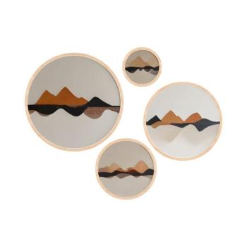 Falikép szett, kör alakú, 4 db, hegyek, barna - bézs - fekete, 45x45 cm - TRIO kép