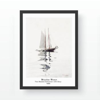 Falikép szett, vitorlás hajó, fekete - barna -  fehér, 35x45 cm - TRIO kép