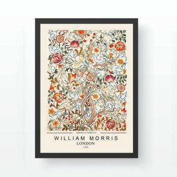 Falikép, virágok, piros - narancssárga - bézs, 35x45 cm - WILLIAM MORRIS kép