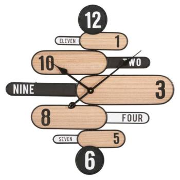 Falióra, különböző ovális alakzatokból, fa - fém, barna - fekete, 60 cm - LOSANGE kép