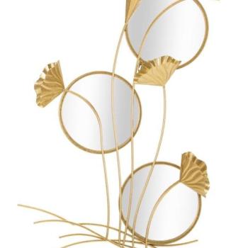 Falitükör szett, 3 részes, arany - fém kerettel és virágokkal díszítve - TRIOTTE kép