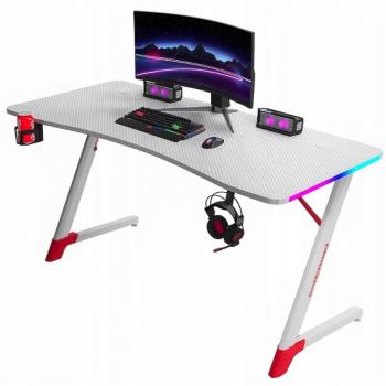 Fehér gaming PC asztal RGB LED világítással Šírka: 140 cm kép