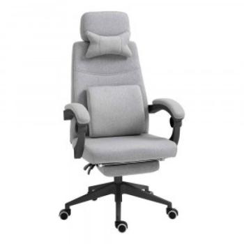 Fejtámlás, lábtartós irodai forgószék, világos szürke kép