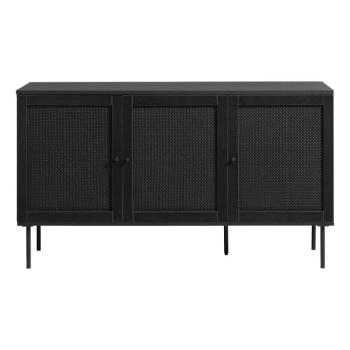 Fekete alacsony komód tölgyfa dekorral 140x80 cm Pensacola – Unique Furniture kép