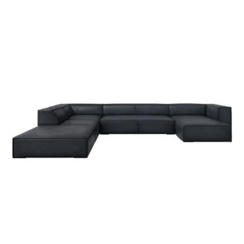 Fekete bőr sarokkanapé (bal oldali) Madame – Windsor & Co Sofas kép