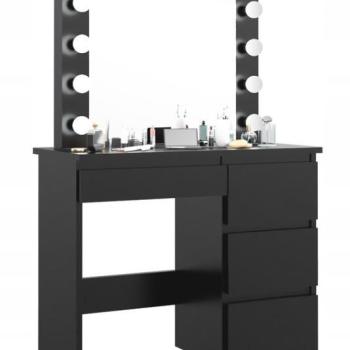 Fekete fésülködőasztal LED világítással kép