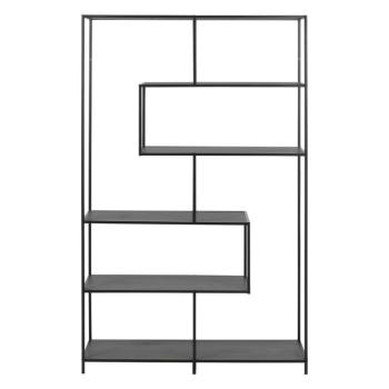 Fekete könyvespolc kőrisfa dekorral 114x185 cm Seaford – Actona kép