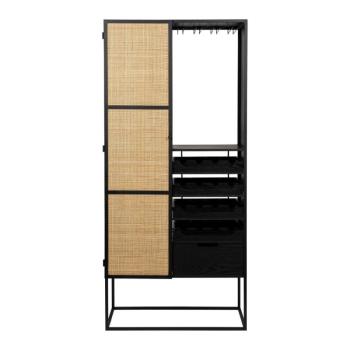 Fekete rattan bortartó szekrény 16 palackhoz, 80x175 cm Guuji - White Label kép