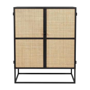 Fekete rattan magas komód 80x100 cm Guuji - White Label kép