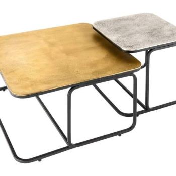 FÉM arany-ezüst-fekete dohányzóasztal szett kép