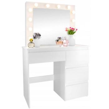 Fésülködőasztal 12 LED lámpával - fehér kép