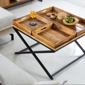 FINCA barna mangófa dohányzóasztal 80cm kép