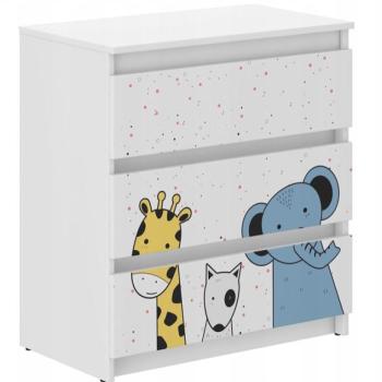 Fiókos szekrény gyerekszobába mesebeli állatokkal 76x40x70 cm kép