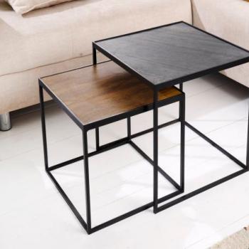 FIRE & EARTH 2 részes barna mangófa dohányzóasztal kép