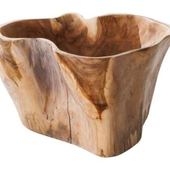 FLOWERS teakfa természetes dekorációs tál kép