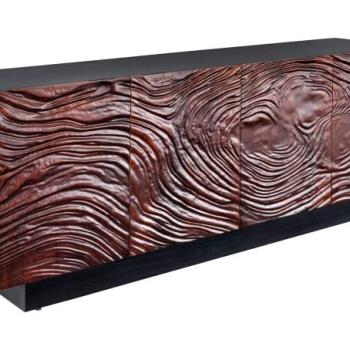 FLUID fekete-sötét dióbarna akácfa tálalószekrény kép