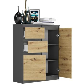 Fogantyú nélküli modern fiókos szekrény S-2 - különböző színválaszték antracit mix artisan kép