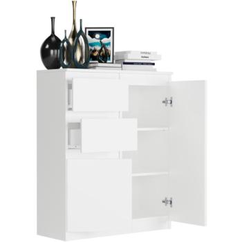 Fogantyú nélküli modern fiókos szekrény S-2 - különböző színválaszték fehér kép