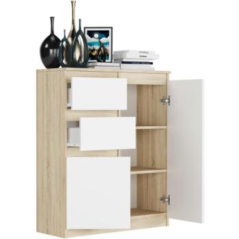 Fogantyú nélküli modern fiókos szekrény S-2 - különböző színválaszték sonoma mix fehér kép