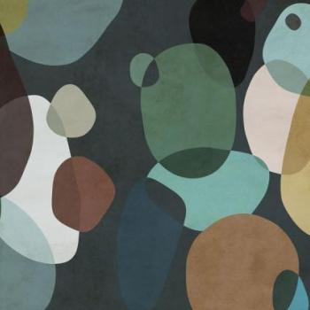 Foltokkal díszített tapéta, 400x250 cm, sötétzöld - kék - TACHETTE kép