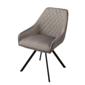 Forgó étkezőszék, bársony, szürke, fekete fém lábakkal - TOURNI kép