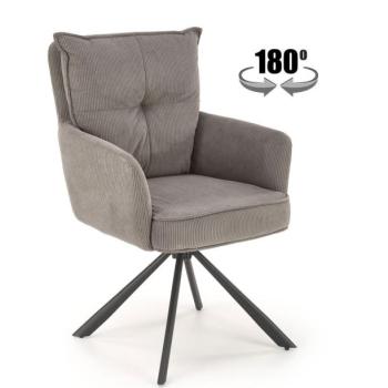 Forgószék, 180 fokan, kordbársony, szürke, fekete fém lábakkal - AYAL kép
