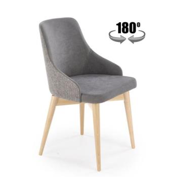 Forgószék, 180 fokban, bársony - szövet, szürke, fa lábakkal - PALAIS kép