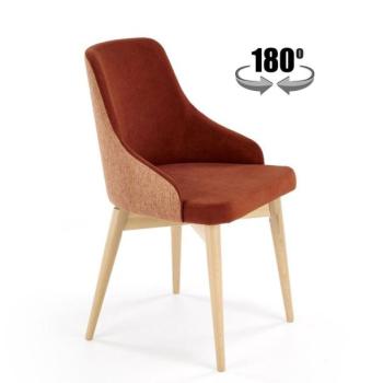 Forgószék, 180 fokban, bársony - szövet, terrakotta, fa lábakkal - PALAIS kép