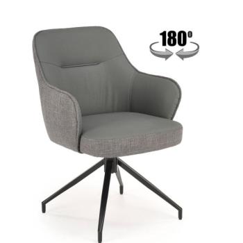 Forgószék, 180 fokban, bőr - szövet, szürke, fekete fém lábakkal - AYAM kép