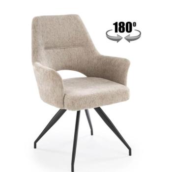 Forgószék, 180 fokban, szövet, bézs, fekete fém lábakkal - MALIK kép