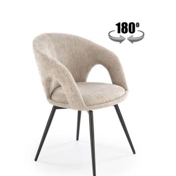 Forgószék, 180 fokban, szövet, bézs, fekete fém lábakkal - NAEL kép