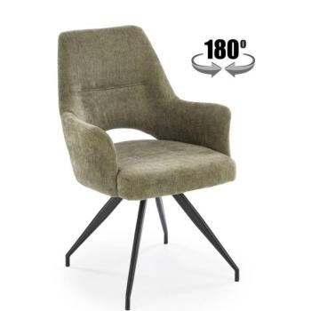 Forgószék, 180 fokban, szövet, olivazöld, fekete fém lábakkal - MALIK kép