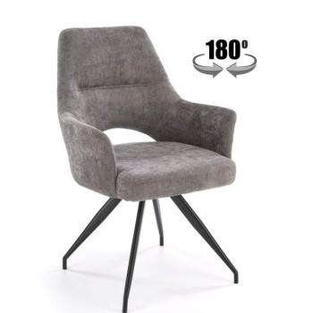 Forgószék, 180 fokban, szövet, szürke, fekete fém lábakkal - FORTO kép