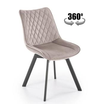 Forgószék, 360 fokban, bársony, bézs, fekete fém lábakkal - AGIR kép