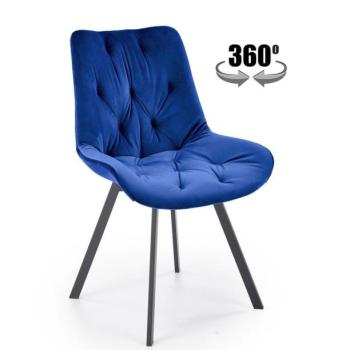 Forgószék, 360 fokban, bársony, királykék, fekete fém lábakkal - AGOR kép