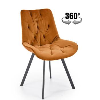 Forgószék, 360 fokban, bársony, terrakotta, fekete fém lábakkal - AGOR kép