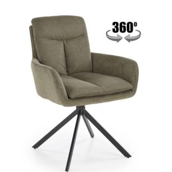Forgószék, 360 fokban, olivazöld, bézs, fekete fém lábakkal - FILOU kép