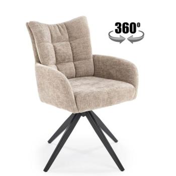Forgószék, 360 fokban, szövet, bézs, fekete fém lábakkal - ARPINOS kép
