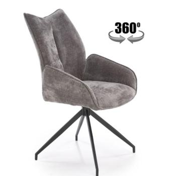 Forgószék, 360 fokban, szövet, sötétszürke, fekete fém lábakkal - LOUIS kép