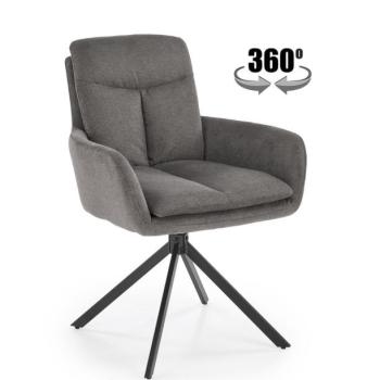 Forgószék, 360 fokban, szövet, szürke, fekete fém lábakkal - FILOU kép