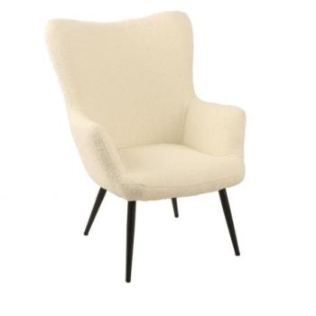 Fotel, buklé szövet, bézs, fekete fém lábakkal - BOBLY kép